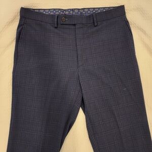 Lauren Ralph Lauren Mens Dress Pants/Slacks Blue-Grey Plaid 34W×32L